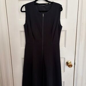 Tahari Black Midi Dress with Zipper Detail